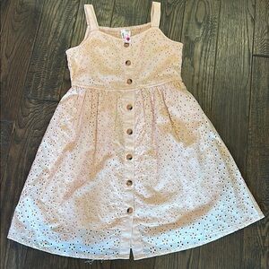 Charming Cream Kids Dress with Button Detail